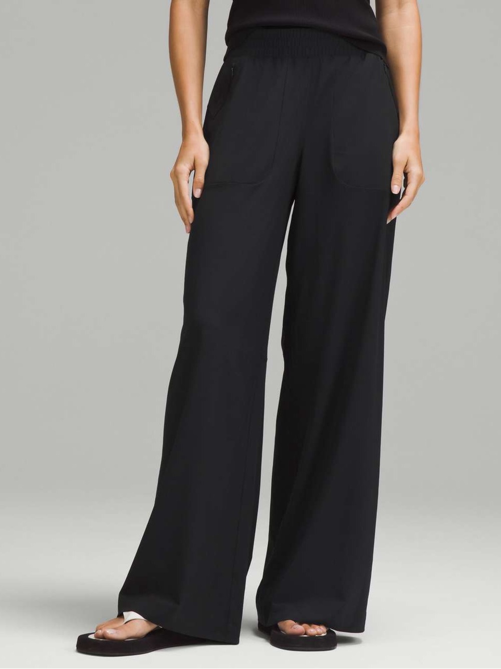 Lululemon Swift Wide Leg Mid Rise Pants Full Length Black Size 10